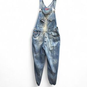 Women's 90s thrashed Jou Jou blue denim overalls size large 16" flat ptp (L5)
